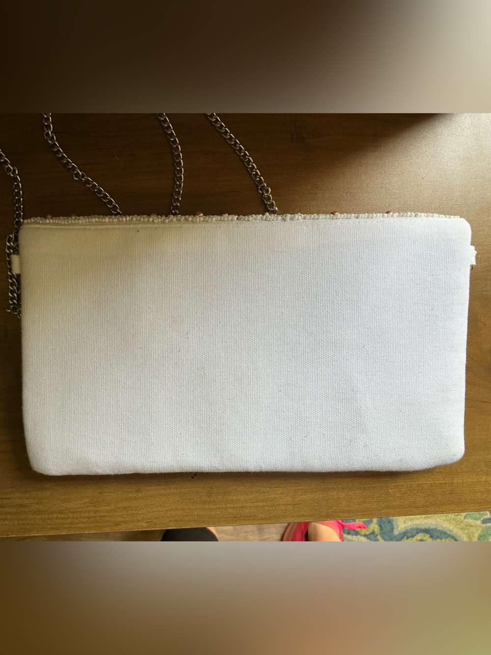 Beaded Pearl Embellished Clutch - White & Blush - Picture 3 of 5